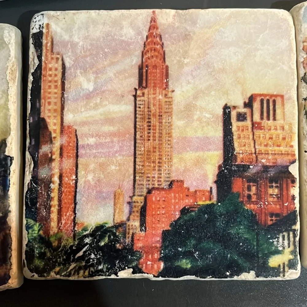 DH Custom Vintage New York Marble Coaster Set - 4 Total